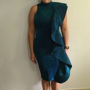 Midi Green Ruffle Dress